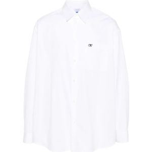 Off White, Overhemden, Heren, Wit, S, Logo Poplin Sweater