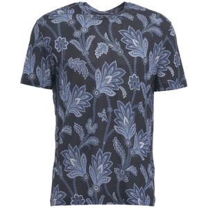 Etro, Tops, Heren, Blauw, M, Paisley Print Crew Neck T-shirt