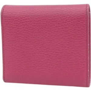 Gucci Vintage, Tweedehands Roze Leren Gucci Portemonnee Roze, Dames, Maat:ONE Size