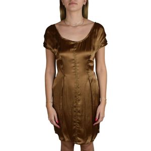 Prada, Bruine Feestjurk met Flatterende Silhouet Bruin, Dames, Maat:XS