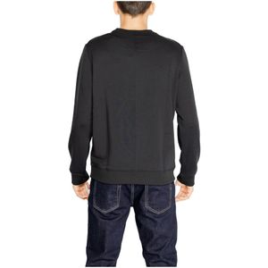 Calvin Klein, Sweatshirts & Hoodies, Heren, Zwart, S, Polyester, Zwarte Ronde Hals Sweatshirt voor Mannen