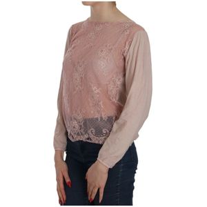 Pink Memories, Blouses & Shirts, Dames, Roze, L, Katoen, Roze Kant Boothals Blouse