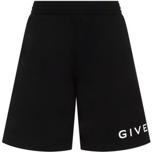 Givenchy, Korte broeken, Heren, Zwart, L, Katoen, Zwarte Katoenen Shorts met 4G Logo