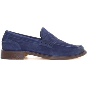 Antica Cuoieria, Suède Loafers voor Mannen Blauw, Heren, Maat:44 EU