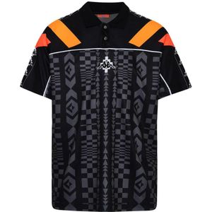 Marcelo Burlon, Geometrische Print Polyester Polo Zwart, Heren, Maat:S