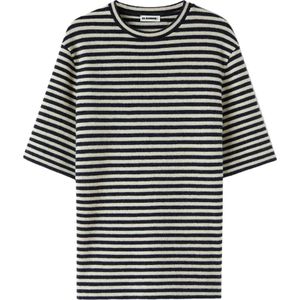 Jil Sander, Grijze Gestreepte Ronde-Hals T-Shirt Grijs, Heren, Maat:S