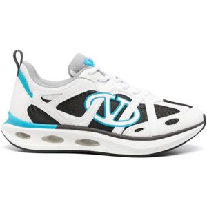 Valentino Garavani, Schoenen, Heren, Blauw, 42 1/2 EU, Leer, Heldere Blauwe Mesh Sneakers VLogo Handtekening