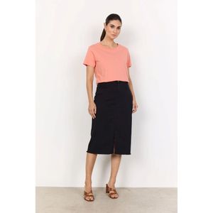 Soyaconcept, Rokken, Dames, Zwart, XL, Denim, Denim Rok met Split aan de Voorkant