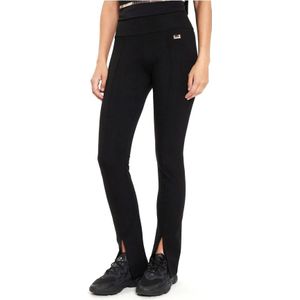 Emporio Armani Ea7, Broeken, Dames, Zwart, S, Katoen, Zwarte Elastische Trainingsbroek