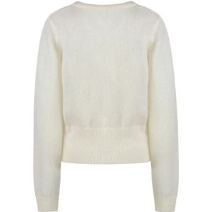 Ganni, Truien, Dames, Wit, M, Wol, Mohair Cardigan met Striksluiting