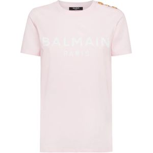 Balmain, Tops, Dames, Roze, S, Lichte en Natuurlijke Roze T-Shirt voor Vrouwen