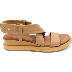 Inuovo, Schoenen, Dames, Beige, 40 EU, Leer, Zomer Stap Platte Sandalen