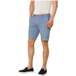 Mason's, Slimme Stretch Satijnen Chino Bermuda Shorts Blauw, Heren, Maat:XS