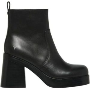 Windsor Smith, Schoenen, Dames, Zwart, 37 EU, Leer, Zwarte Leren Dames Enkellaarzen - Maat 38