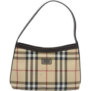 Burberry Vintage, Pre-owned, Dames, Beige, ONE Size, Tweed, Pre-owned Leather clutches