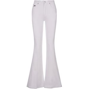 Alexander McQueen, Broeken, Dames, Wit, W27, Denim, Flared Witte Denim Jeans