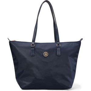 Tommy Hilfiger, Zwarte Shopper Tas, Nylon/Polyurethaan Mix Blauw, Dames, Maat:ONE Size