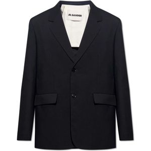 Jil Sander, Blazer met inkeping revers Zwart, Heren, Maat:L