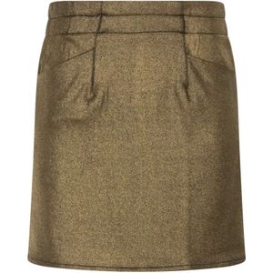 Molly Bracken, Rokken, Dames, Geel, XL, Polyester, Korte rechte lurex rok - Gouden tinten