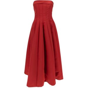 Philosophy di Lorenzo Serafini, Kleedjes, Dames, Rood, S, Polyester, Rode mouwloze jurk met uitlopende rok