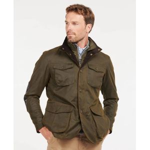 Barbour, Jassen, Heren, Groen, L, Katoen, Stijlvolle en Elegante Ogston Gewaxte Katoenen Jas