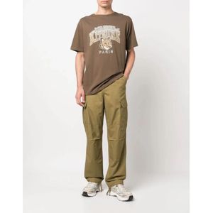 Maison Kitsuné, Tops, Heren, Groen, M, Katoen, Vos Logo Khaki T-Shirt