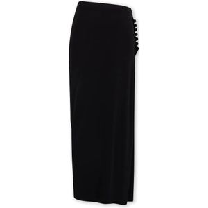 Paco Rabanne, Rokken, Dames, Zwart, S, Zwarte Midi Rok Elegant Draper Chic