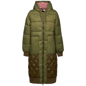 OOF Wear, Mantels, Dames, Groen, M, Nylon, Bicolor Nylon Parka met Ribgebreide Manchetten