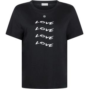 Jane Lushka, Tops, Dames, Zwart, 2Xs, Katoen, Ninja Love Grafische Print T-Shirt