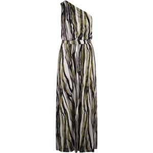 Diane Von Furstenberg, Zebra Mist One-Shoulder Maxi Jurk Veelkleurig, Dames, Maat:S