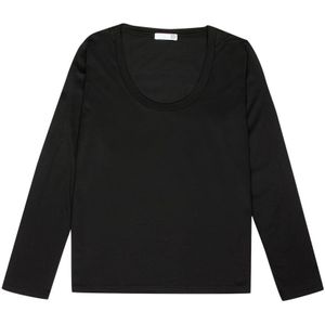 Douuod Woman, Tops, Dames, Zwart, M, Katoen, Zwarte Longsleeve Jersey T-shirt