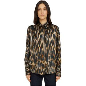 John Richmond, Gestreepte Blouse Bruin, Dames, Maat:S