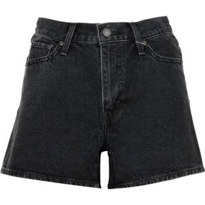 Levi's, Retro High-Waist Denim Shorts Zwart, Dames, Maat:W26