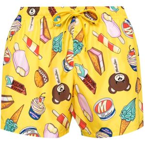 Moschino, Zomer Strand Boxershorts Geel Print Geel, Heren, Maat:XL