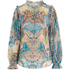Dea Kudibal, Blouses & Shirts, Dames, Veelkleurig, S, Zijden Georgette Blouse met Art Deco Print