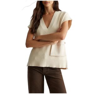 Liu Jo, Truien, Dames, Beige, S, Polyester, Gebreid vest met zak