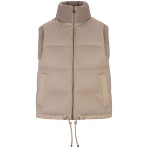 Agnona, Jassen, Dames, Bruin, L, Kasjmier, Kasjmier Gewatteerd Gilet