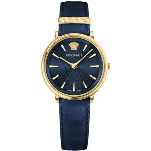 Versace, Accessoires, Dames, Blauw, ONE Size, Blauwe Cirkel Horloge