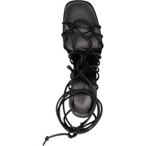 By Far, Schoenen, Dames, Zwart, 40 EU, Leer, Zwarte Strappy Sandalen met 70mm Hak