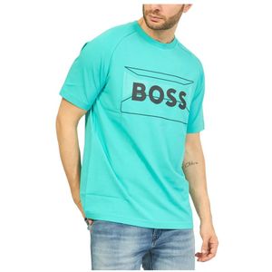 Hugo Boss, Tops, Heren, Groen, S, Katoen, Casual Groene Grafische T-shirt