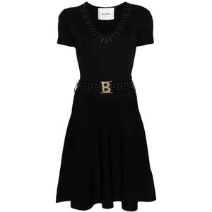 Blugirl, Zwarte jurk met strass-steentjes Zwart, Dames, Maat:M