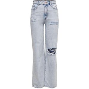 Only, Jeans, Dames, Blauw, W29 L32, Katoen, Blauwe versleten jeans lente/zomer vrouwen