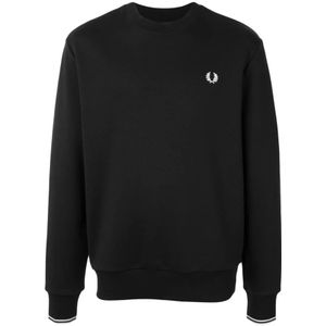 Fred Perry, Sweatshirts & Hoodies, Heren, Zwart, S, Zwarte Logo Crewneck Sweatshirt