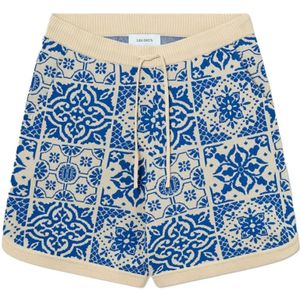 Les Deux, Korte broeken, Heren, Veelkleurig, M, Katoen, Portugese geruite jacquard shorts