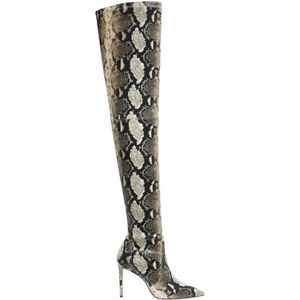 Stuart Weitzman, Ultrastuart 100 Stretch Laars - Python Stretch Stof Veelkleurig, Dames, Maat:38 1/2 EU