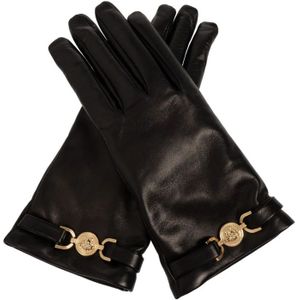 Versace, Accessoires, Dames, Zwart, 6 1/2 IN, Leren handschoenen