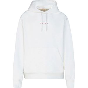 Marni, Sweatshirts & Hoodies, Heren, Wit, XL, Katoen, Witte Katoenen Trui met Logo Print