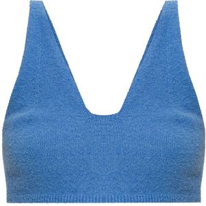 Nanushka, Tops, Dames, Blauw, M, Wol, Cerulean Blue Wool Blend Crop-top