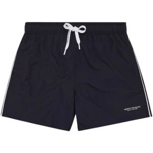 Armani Exchange, Badkleding, Heren, Blauw, S, Polyester, Elastische taille strandboxer shorts