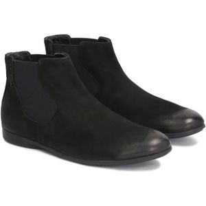 Kazar, Schoenen, Heren, Zwart, 42 EU, Leer, Nubuck Chelsea Laarzen Platte Zool